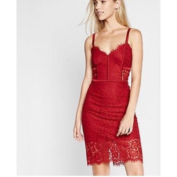 express piped lace sheath dress